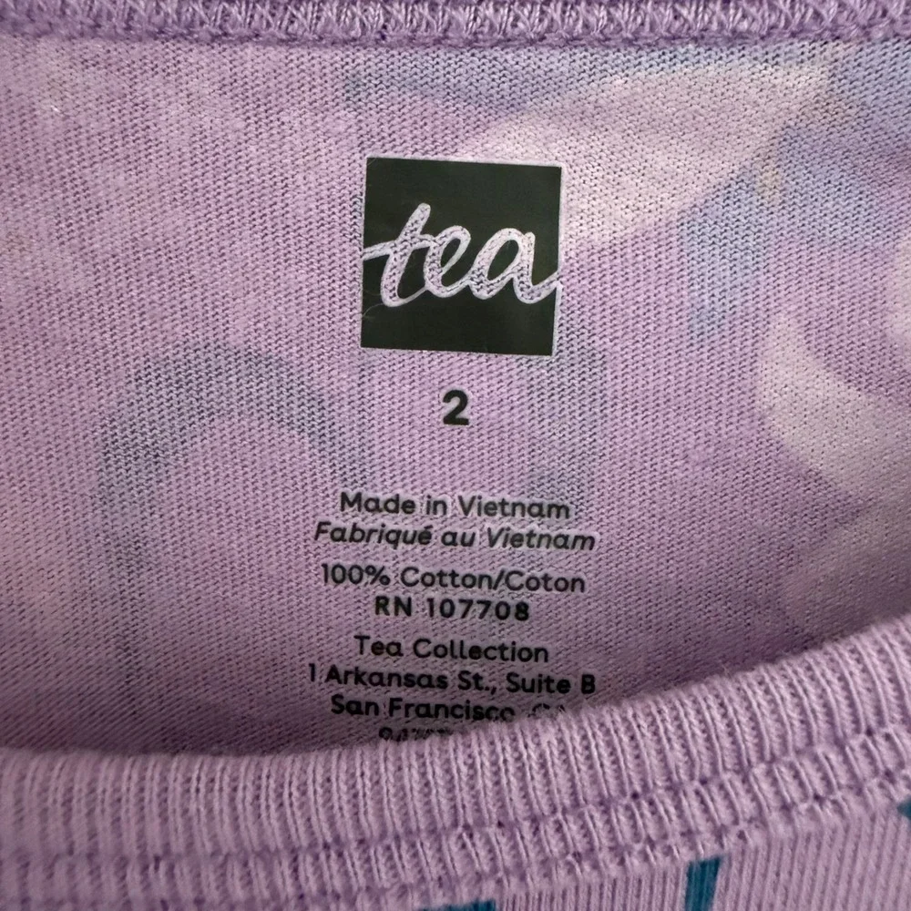Tea‎ Collection Girls Purple Floral Long Sleeve Pocket Jersey Dress Size 2